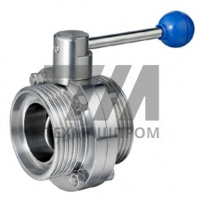 Дисковый кран бабочка резьба-сварка 100x84x167 AISI 304 DIN GG
