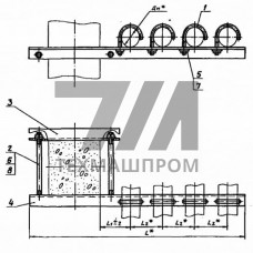 Крепление четырех трубопроводов к железобетонной колонне 0312.34.00.000 18x18